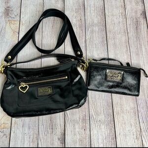 Coach Black Shoulder Bag and Wristlet Set